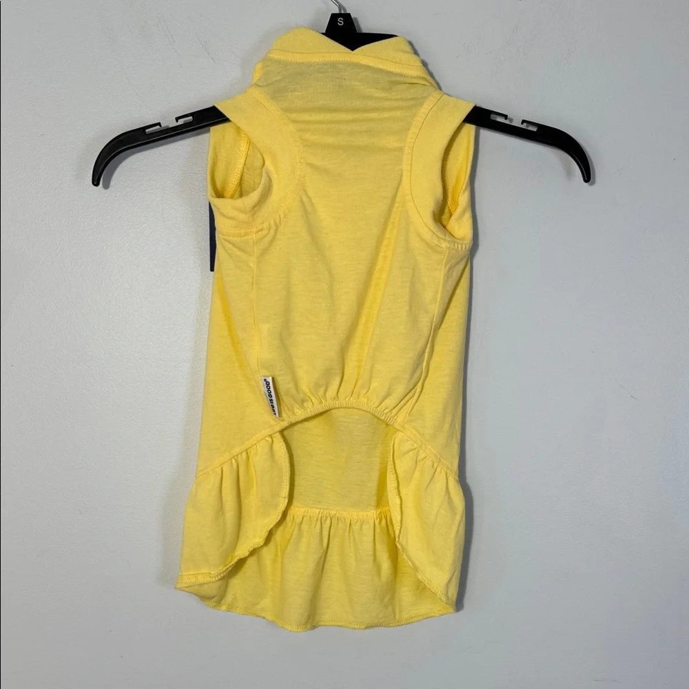 Life Is Good Dog Dress Yellow w/ Flowers Ruffled Hemline in‎ Size L